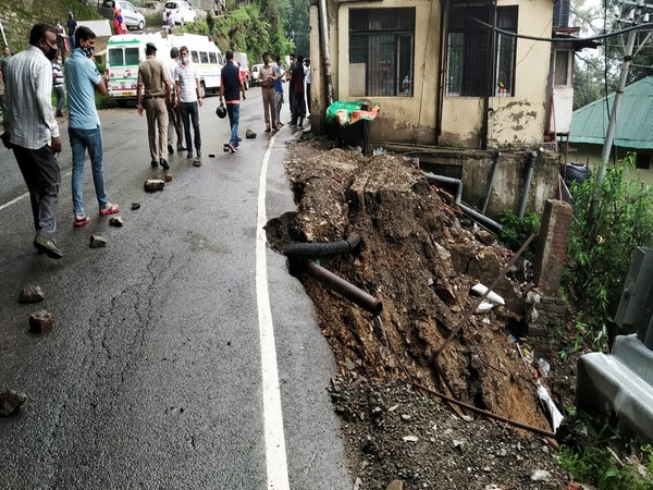 Rain shelter collapsed in Shimla on Thursday. (Photo/ANI)