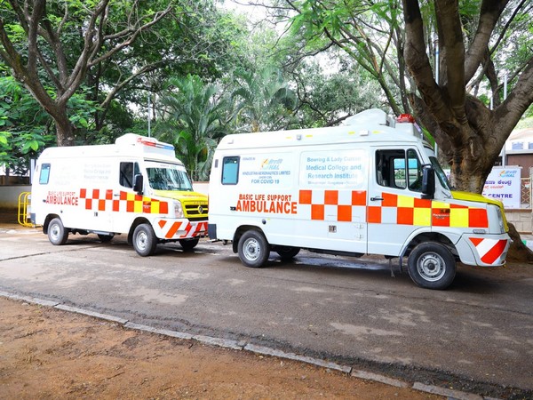 HAL donates two ambulances to Karnataka government hospitals on Thursday. (Photo/ANI)