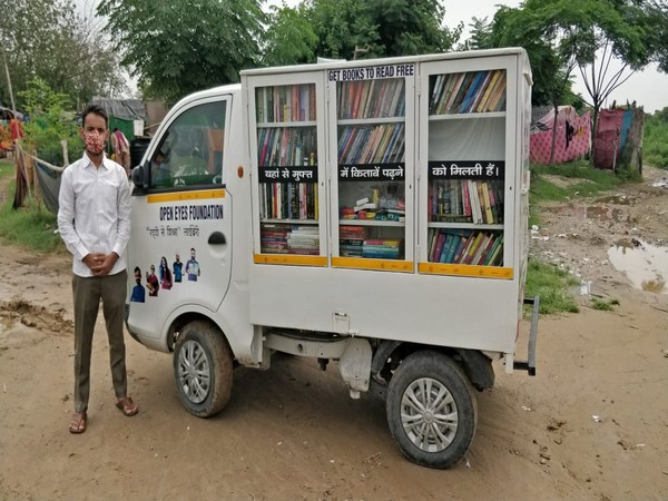 Chandigarh-based NGO has set up a small library in a Mini Van. (Photo/ANI)