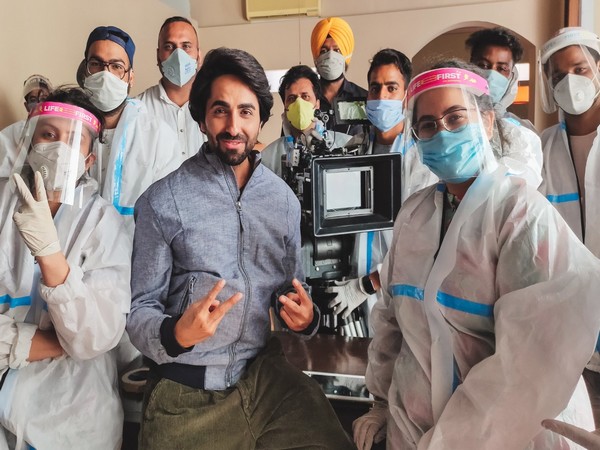 Actor Ayushmann Khurrana from the sets of a shoot 