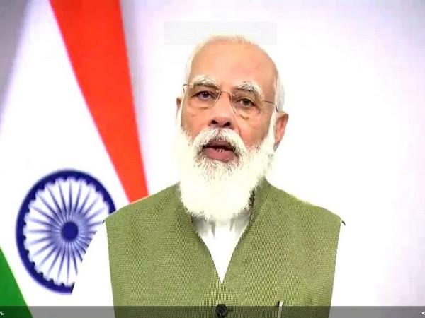 PM Narendra Modi delivering his remarks through a pre-recorded message played during high-level meet at UNGA to mark 75th anniversary of UN.