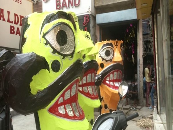 Ravana effigies at Delhi's Tatarpur village.