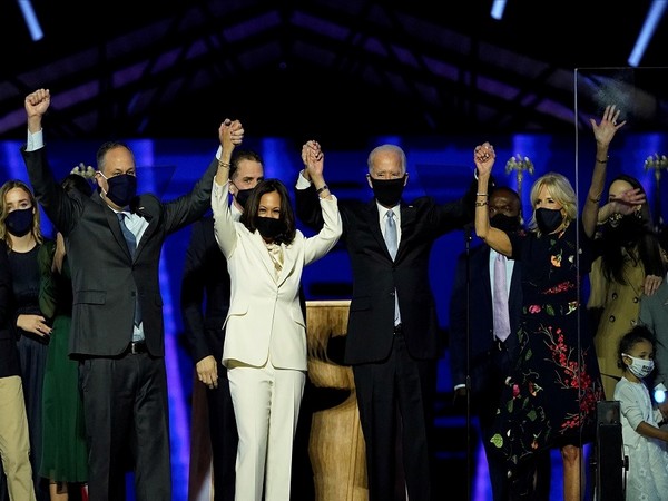 US President-elect Joe Biden and Vice President-elect  Kamala Harris with their families.