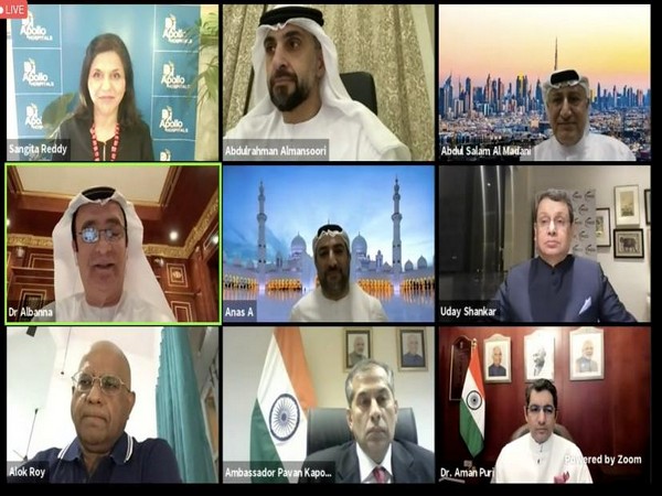 UAE envoy to India  Dr. Ahmed Abdul Rahman Al-Banna at a webinar on Tuesday. ANI Photo