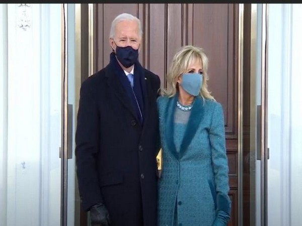 US President Joe Biden and wife Dr Jill Biden outside White House
