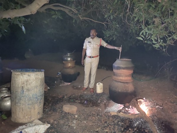 Police raid on country-made liquor manufacturing units in Andhra Pradesh's Krishna district early on Monday.