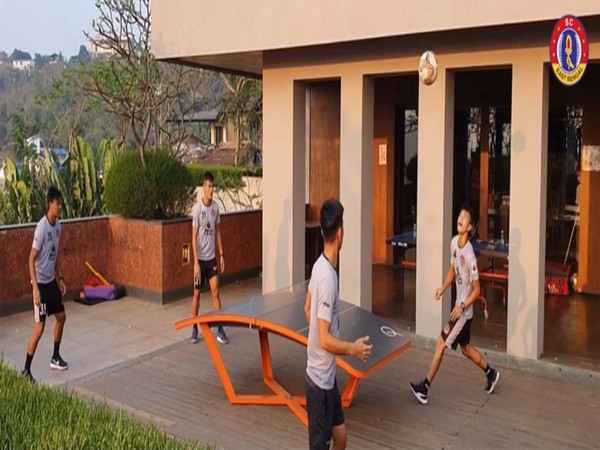 SC East Bengal players playing Teqball. (Photo: Screen grab of YouTube video) 