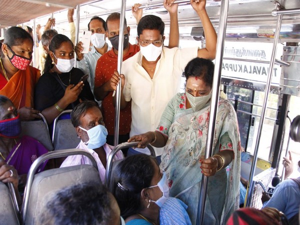 Puducherry LG Dr Tamilisai Soundararajan rode public bus with locals (Photo/ANi)