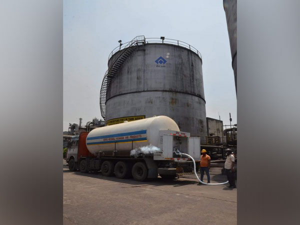 Tankers being filled up with the medical oxygen 