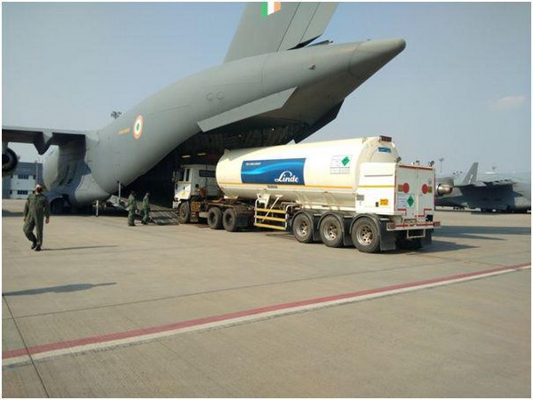 IAF has started airlifting big oxygen tankers from their place of use to the filling stations across the country to speed up distribution of oxygen. [Photo/ANI]