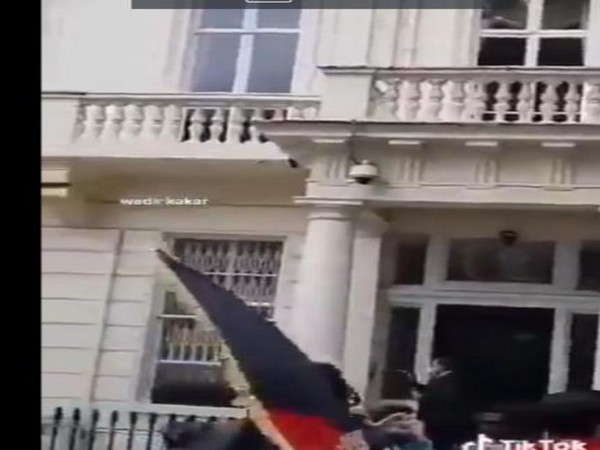 A video grab of protest outside  Pak High Commission in London
