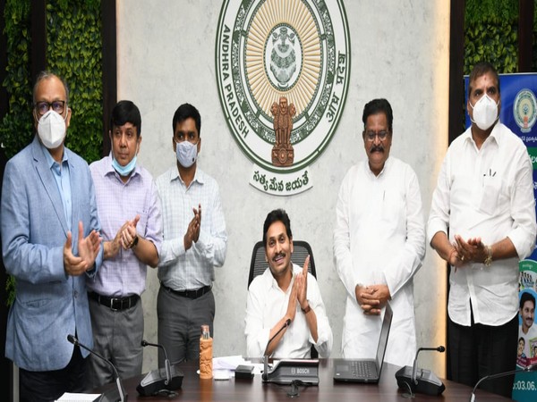 CM YS Jaganmohan Reddy (on the chair) (file pic/ANI).