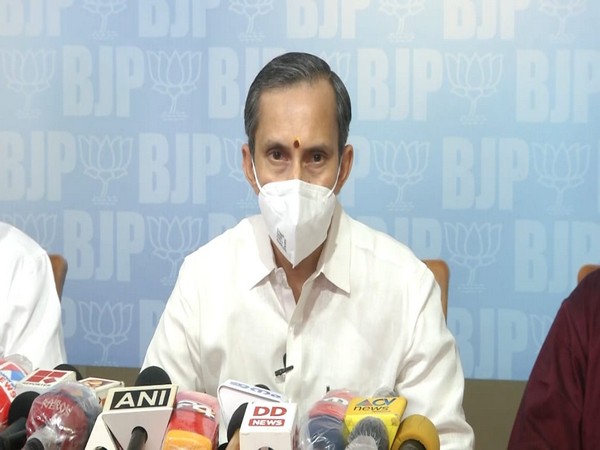 MT Ramesh, BJP Kerala General Secretary addressing a press meet on Wednesday (ANI).