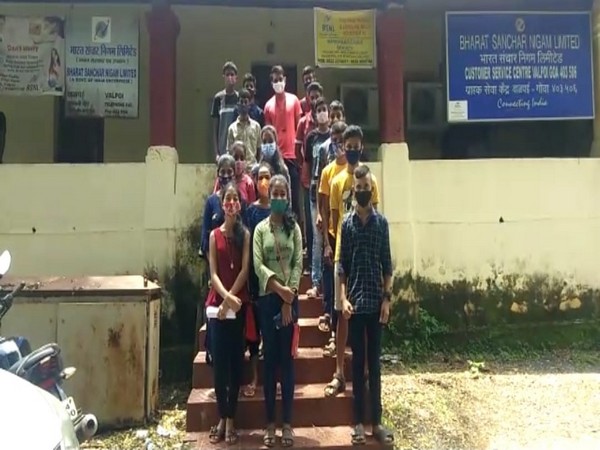 Students protest at BSNL office in Goa's Sattari. (Photo/ANI)