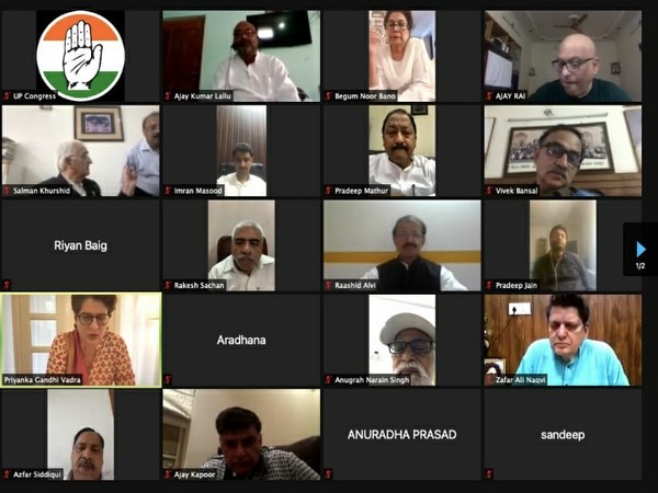 Priyanka Gandhi Vadra virtually chairing the Congress Advisory Council and Strategic Group on Monday. [Photo/ANI]
