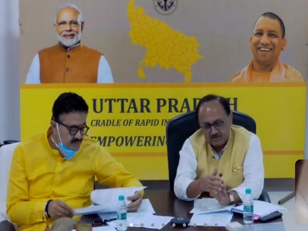 UP Cabinet Minister of MSME Sidharth Nath Singh with Navneet Sehgal, Additional Chief Secretary, Information, MSME, Export Promotion, Khadi & Village Industry (Photo/ANI)