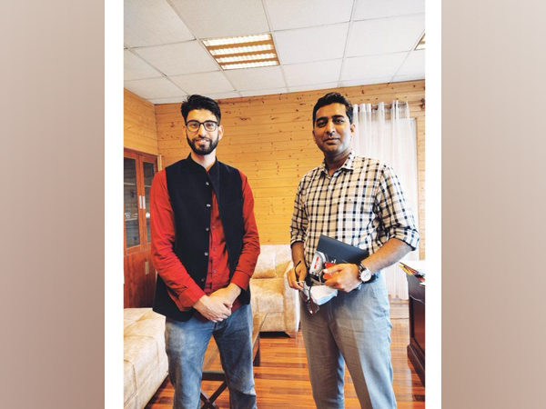 J-K Students Association national spokesperson Nasir Khuehami with Secretary of Tribal Affairs Department Dr Shahid Iqbal Choudhary (Photo/ANI) 