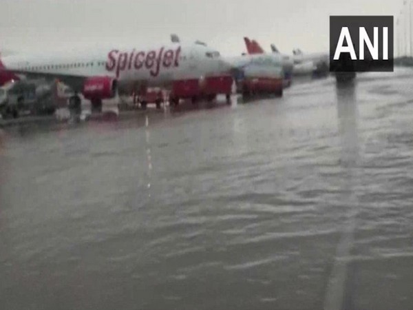 Waterlogging at the Indira Gandhi International Airport(Photo/ANI)