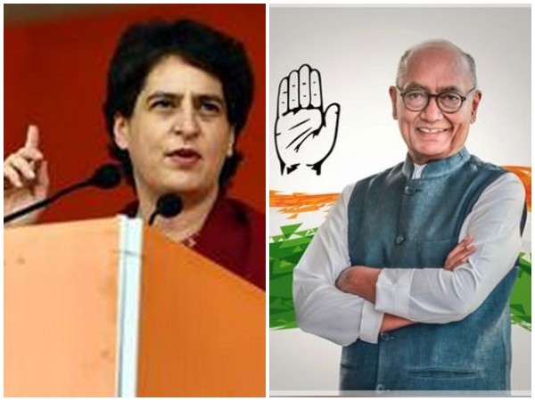 Congress leaders Priyanka Gandhi Vadra and Digvijaya Singh (Photo/ANI) 