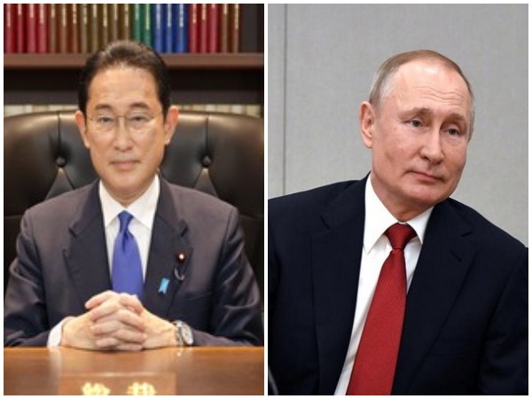 Japanese Prime Minister Fumio Kishida (L) and Russian President Vladimir Putin (R)
