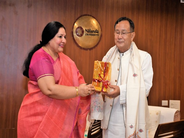 Mos Dr Rajkumar Ranjan Singh with Nalanda University Vice-Chancellor Prof Sunaina Singh (Photo/ANI)