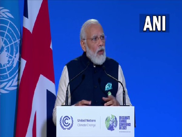 Prime Minister Narendra Modi speaking at COP26.