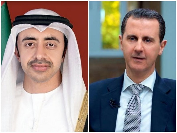 UAE foreign minister Sheikh Abdullah bin Zayed and Syrian President Bashar Al Assad