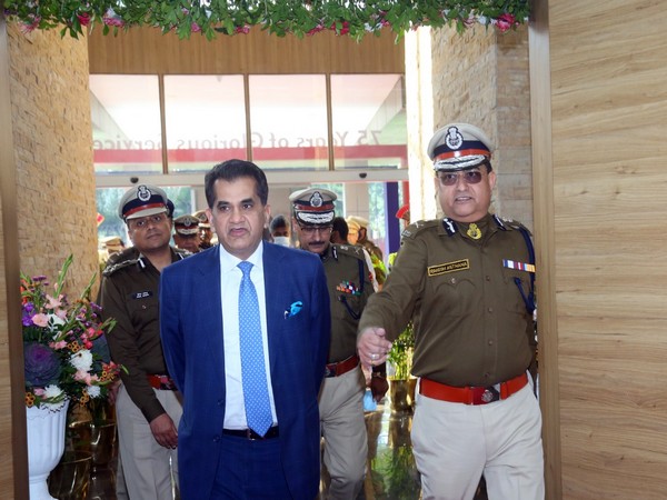 Delhi Police Commissioner Rakesh Asthana with NITI Aayog, CEO, Amitabh Kant (L) arrive for Platinum Jubilee Celebrations of Delhi Police. (Photo/ANI)