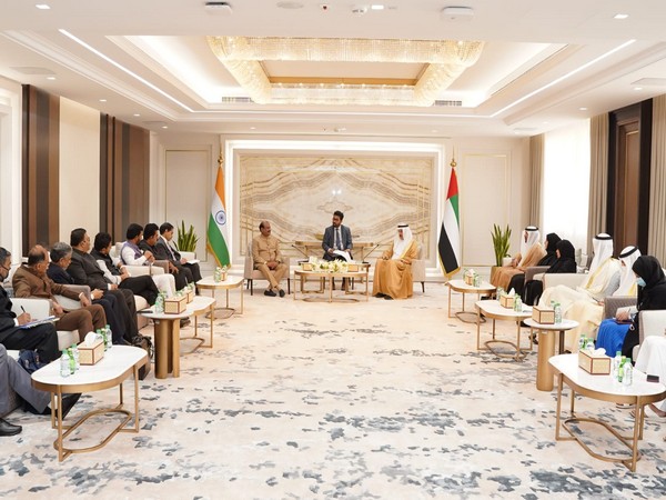Lok Sabha Speaker Om Birla meets Speaker of the Federal National Council of UAE Saqr Gobash (Photo Credit: Lok Sabha Secretariat)