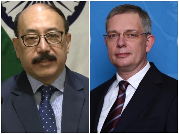Foreign Secretary Harsh V Shringla and Russian Ambassador to India Denis Alipov