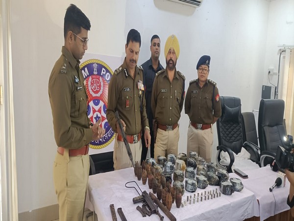 The recovered stash of weapons, grenades and bombs (Photo/ANI)