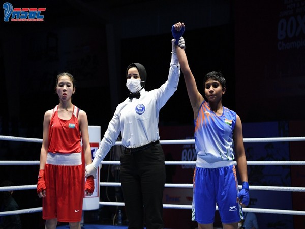 Indian boxer Palak Zambre after winning the bout (Image: BFI)