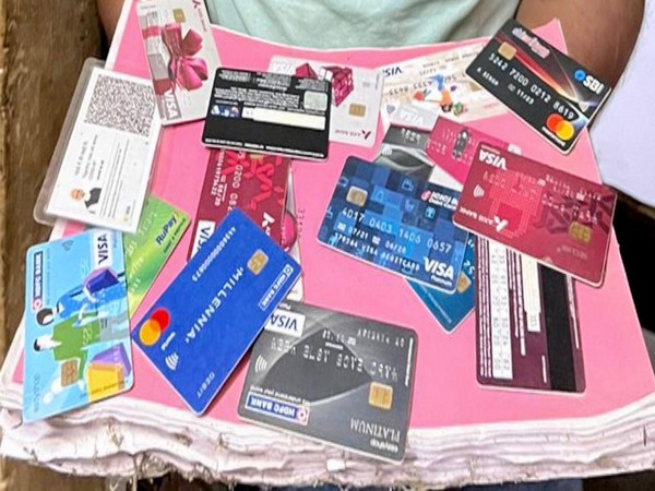 ATM cards recovered from Haryana man in Guwahati, Assam (Photo/ANI)