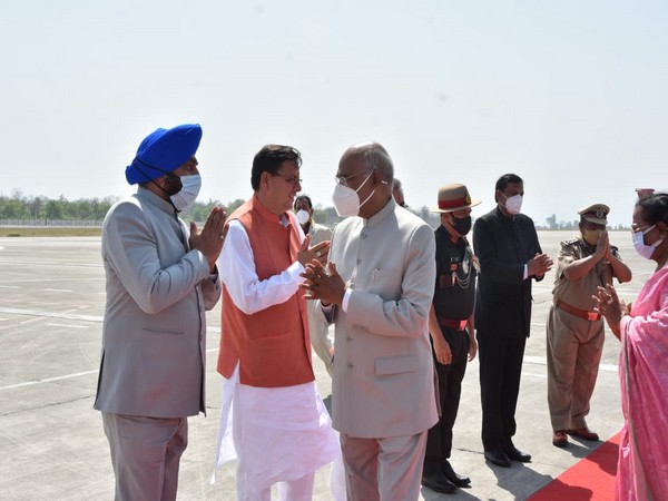 Uttarakhand CM Dhami and Governor Singh bid farewell to President Kovind (Photo/ANI)