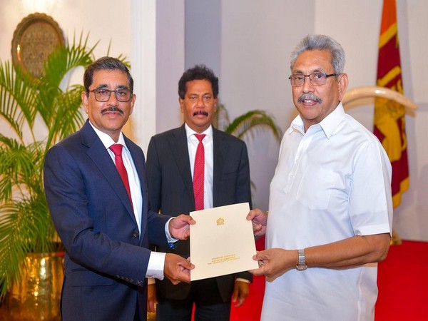 Sri Lanka's new central bank governor Dr Nandalal Weerasinghe (left) with President Gotabaya Rajapaksa (right)