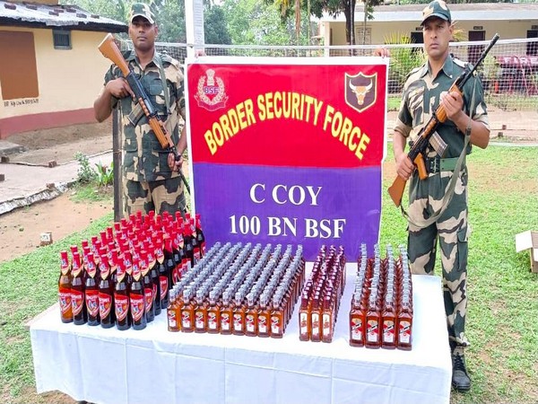 Meghalaya Border Security Force seized liquor from International border (Photo/ANI)