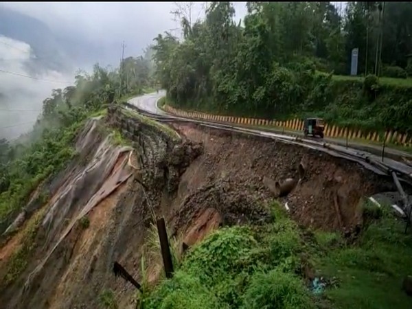 Visuals of landslide at Maibong and Mahur route (Photo/ANI)