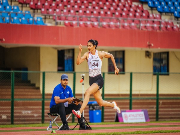 Long Jumper Nayana James in action during Indian Grand Prix 4 Athletics Competition (Image: AFI Media)