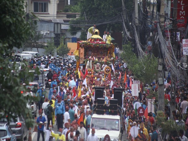 Jagannath Rath Yatra celebrations hits roads of Kathmandu. (ANI)