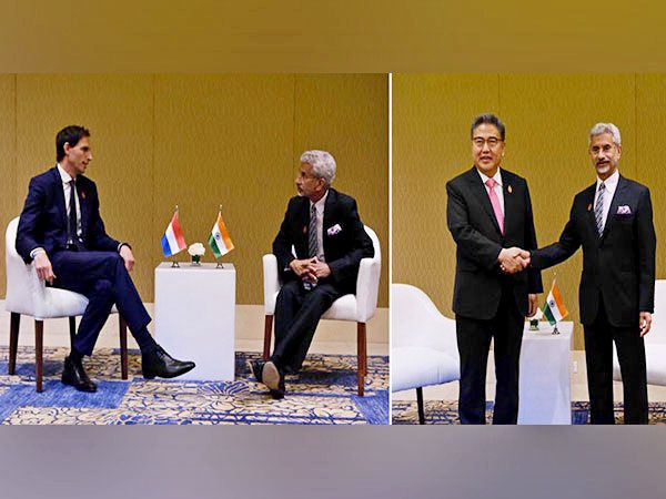 EAM S Jaishankar with his Dutch and South Korean counterpart, Wopke Hoekstra and Park Jin respectively. (Photo Credit - Twitter)