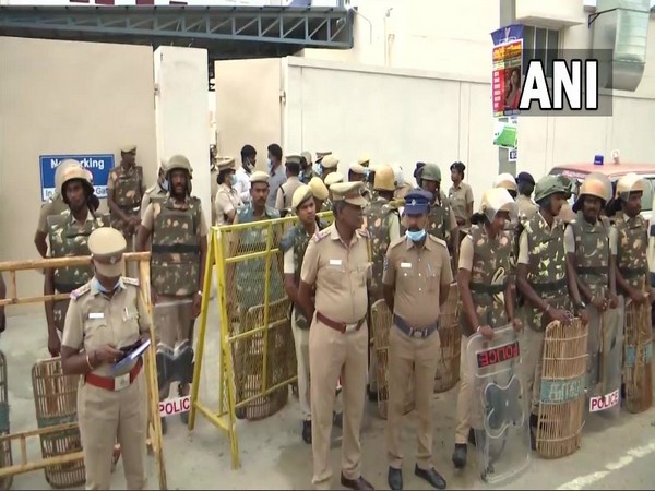 Visual of police personnel from Thiruvallur in Tamil Nadu (Photo/ANI)