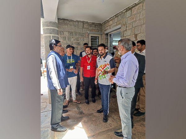 Sports Minister Anurag Thakur during his surprise visit to KIUG venue (Image: SAI media)