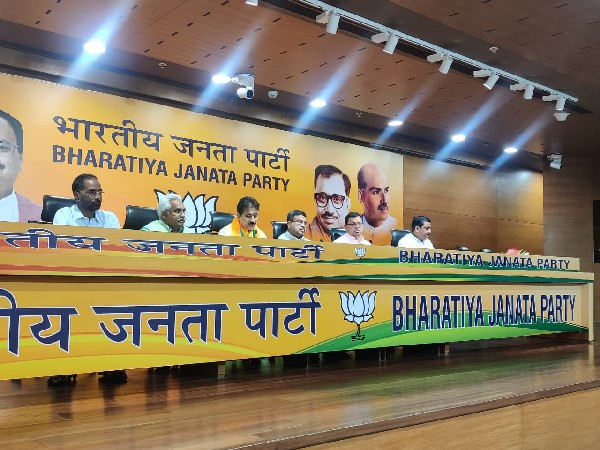 Visuals from press conference of Bharatiya Janata Party in New Delhi. (Photo/ANI)