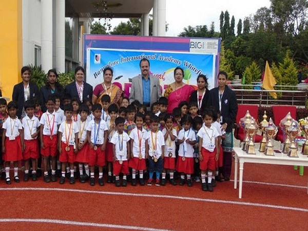 Tiny Tots excelling at the Sports day Celebration at Bangalore International Academy Whitefield with Chairman, Management and Teacher
