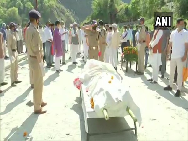 Visuals from last rites of Uttar Pradesh Chief Minister Yogi Adityanath's father Anand Singh Bisht.