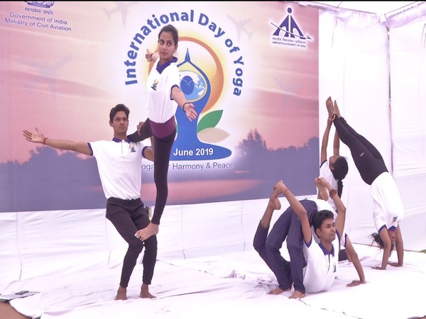Airports Authority of India celebrated fifth International Yoga Day at Rajiv Gandhi Bhawan in New Delhi on Friday