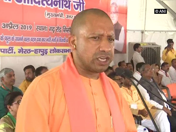 Chief Minister Yogi Adityanath speaking at an election rally in Meerut, Uttar Pradesh, on Tuesday. Photo/ANI