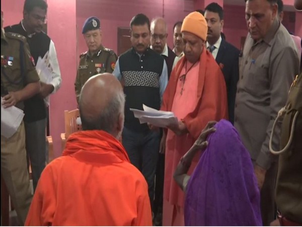 Uttar Pradesh Chief Minister Yogi Adityanath at a 'Janta Durbar' in Gorakhpur on Monday morning. Photo/ANI