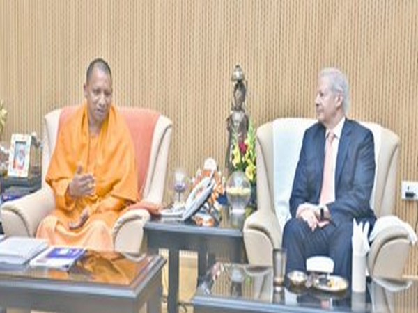US Ambassador to India Kenneth Juster and Chief Minister Yogi Adityanath during a discussion in Lucknow, ahead of the five-day DefExpo 2020 here.