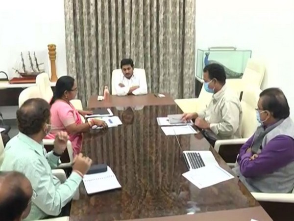 Andhra Pradesh CM YS Jagan Mohan Reddy in a meeting with government officials on Monday. Photo/ANI